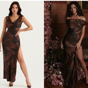 HOUSE OF CB 'Alaina' Antique Copper Bias Cut Maxi Dress NWOT